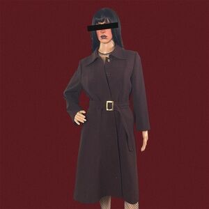 Vintage chocolate brown wool belted coat